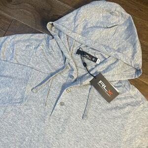 RLX Polo Ralph Lauren Lisle Hoodie Henley Grey Heather Men's Large New $198